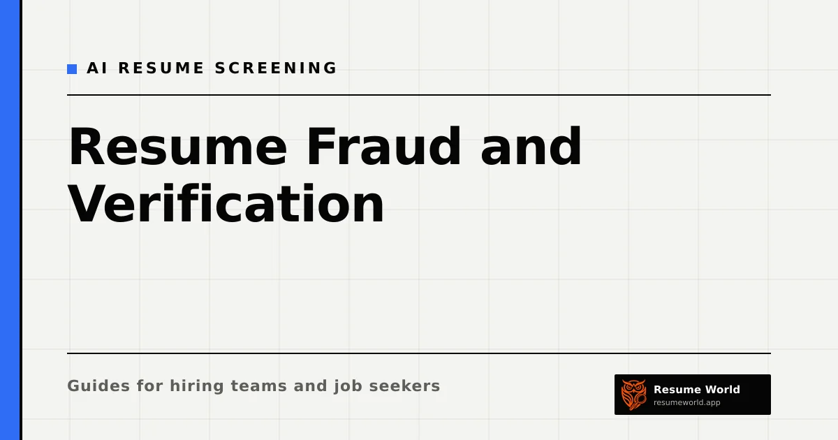 Resume Fraud and Verification: A Proportionate Approach for Recruiters — Resume World