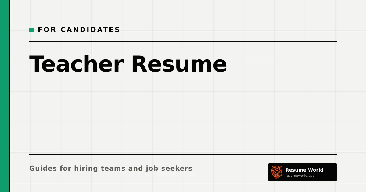Teacher Resume: Credentials, Classroom Results and Examples — Resume World